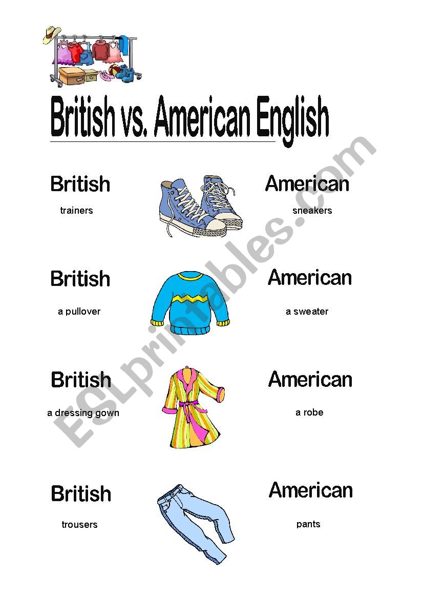 Brisish vs Ameican English Clothes