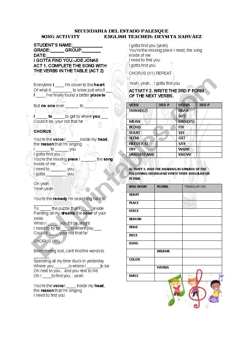 I gotta find you Song Activity