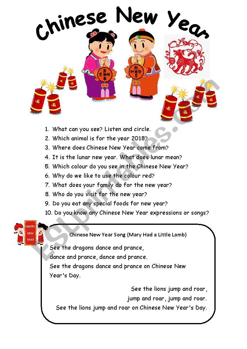 Chinese New Year Talk worksheet