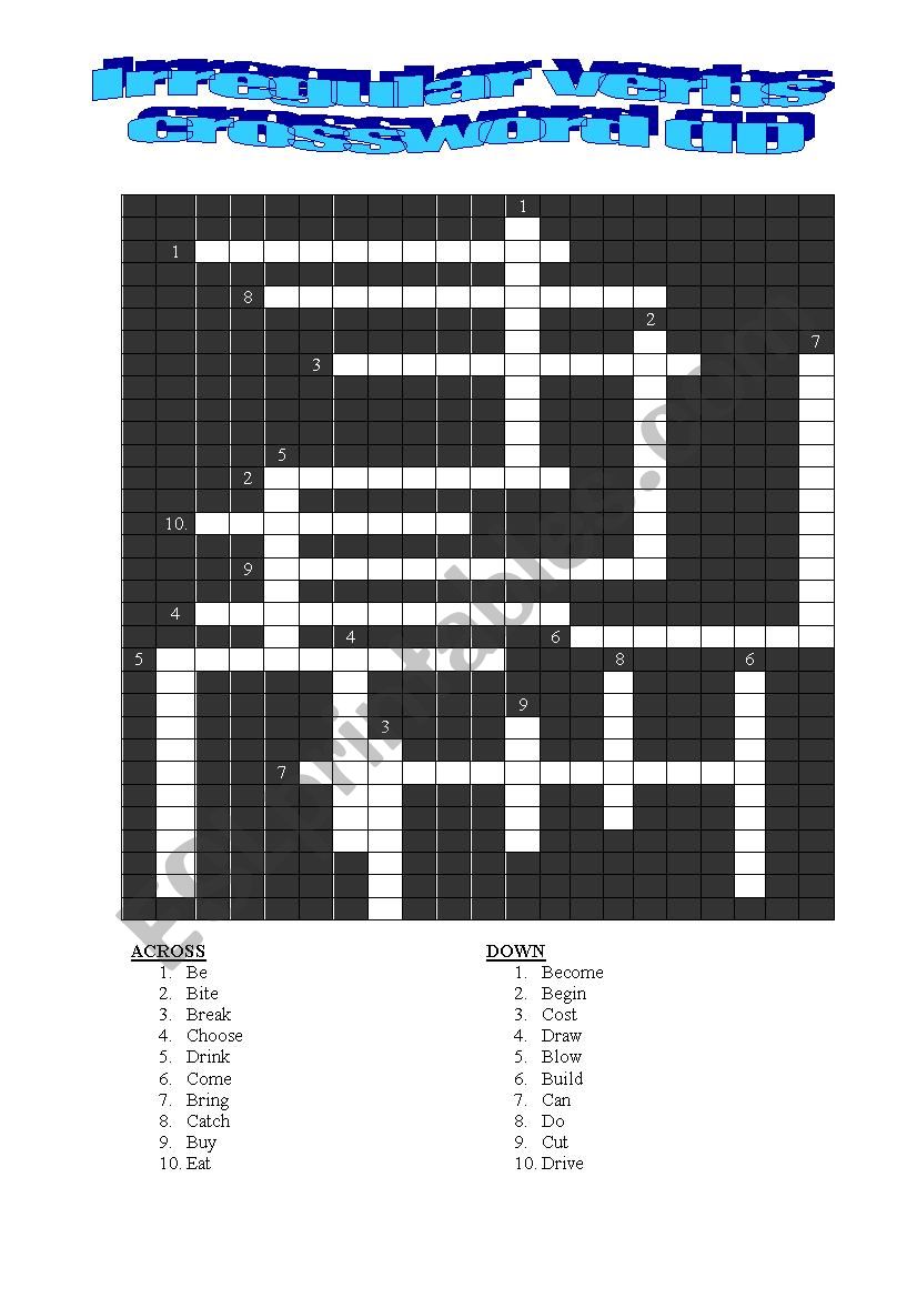 IRREGULAR VERBS CROSSWORD III worksheet