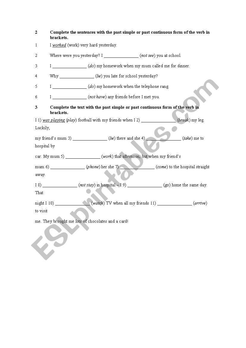 Review Simple Past vs Past Continuous