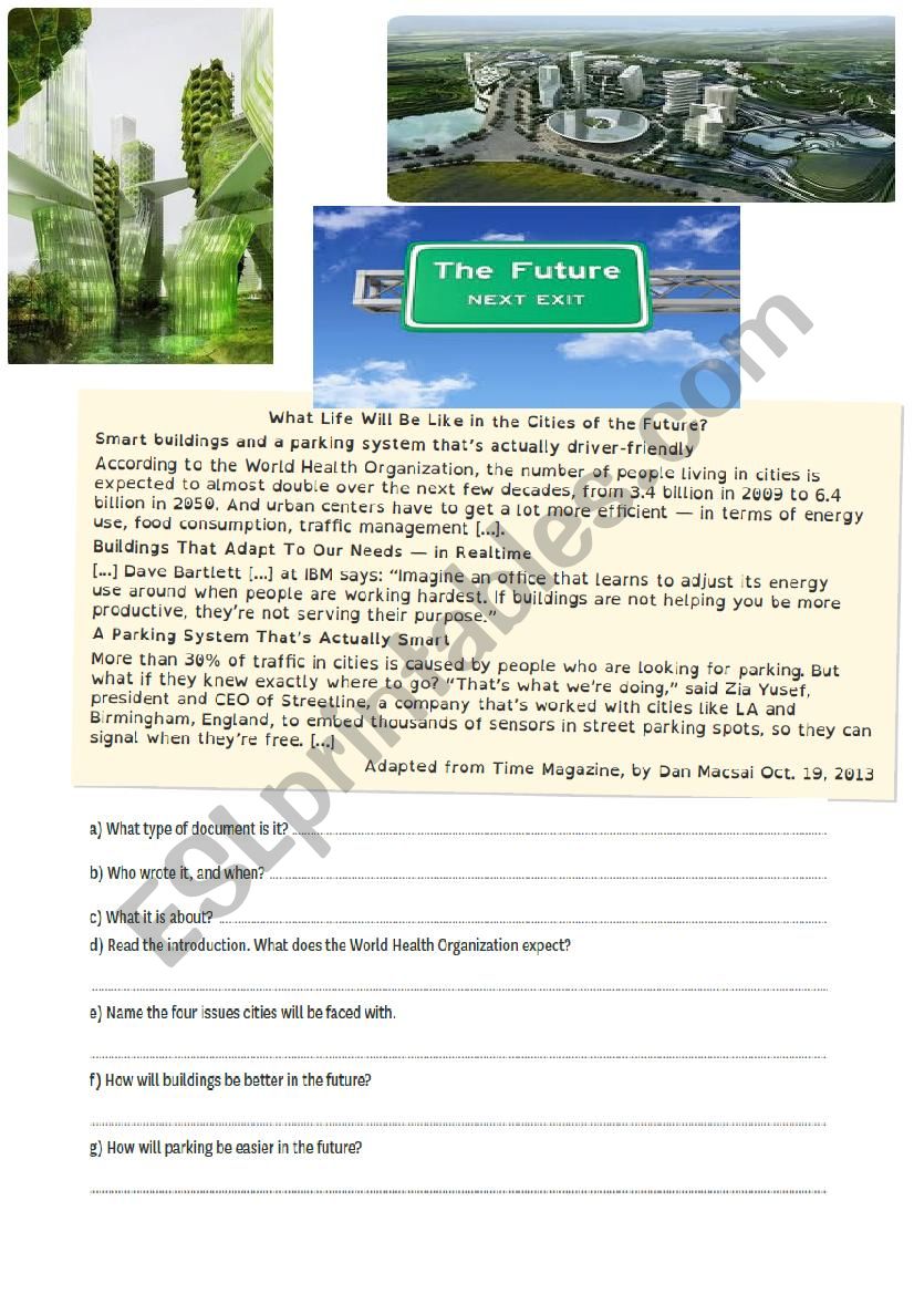 Life in the future worksheet