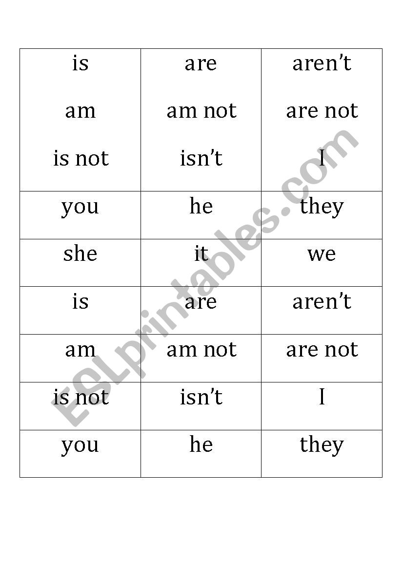 To Be grab-bag worksheet