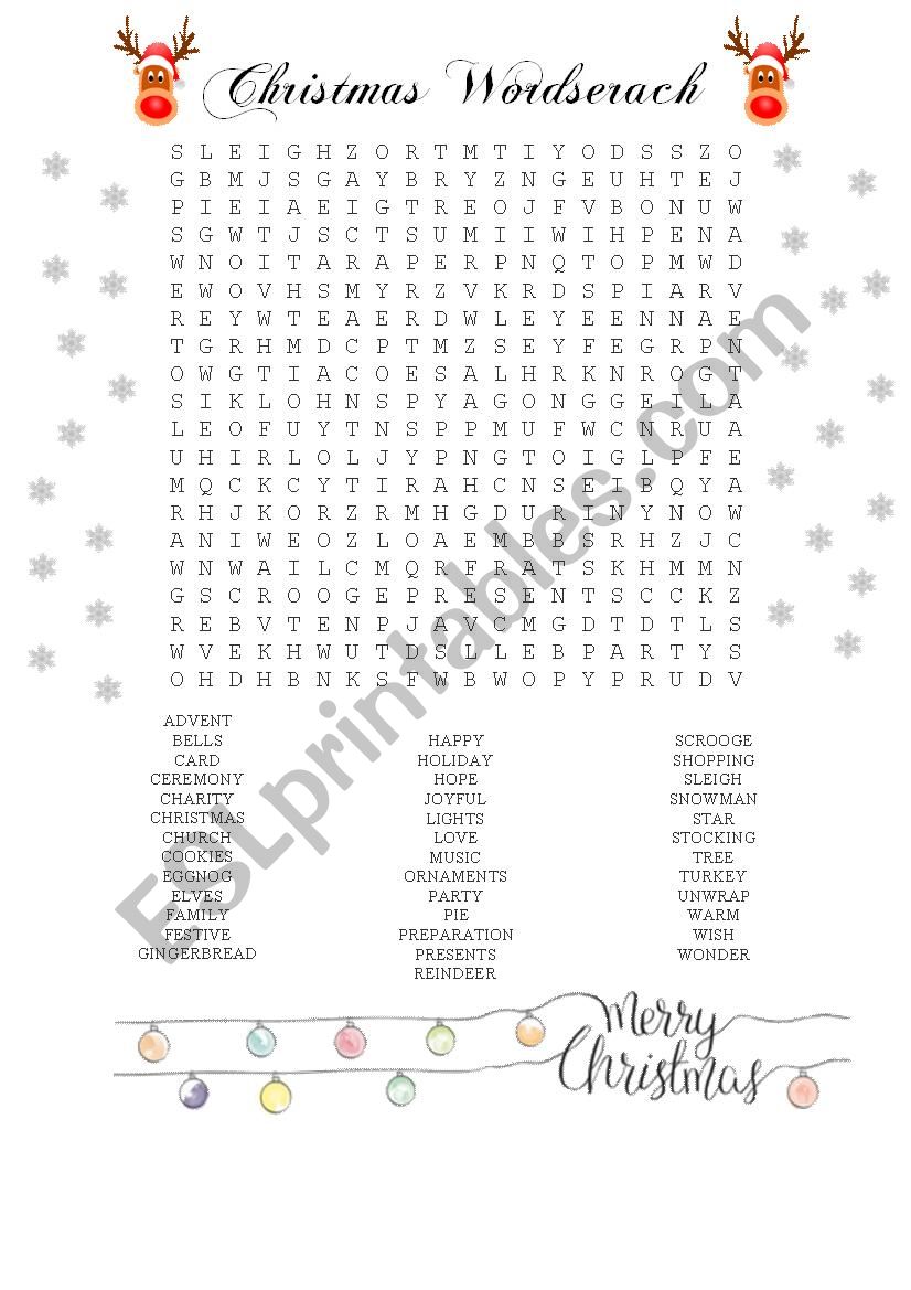 Christmas Wordsearch worksheet Christmas Wordsearch worksheet
