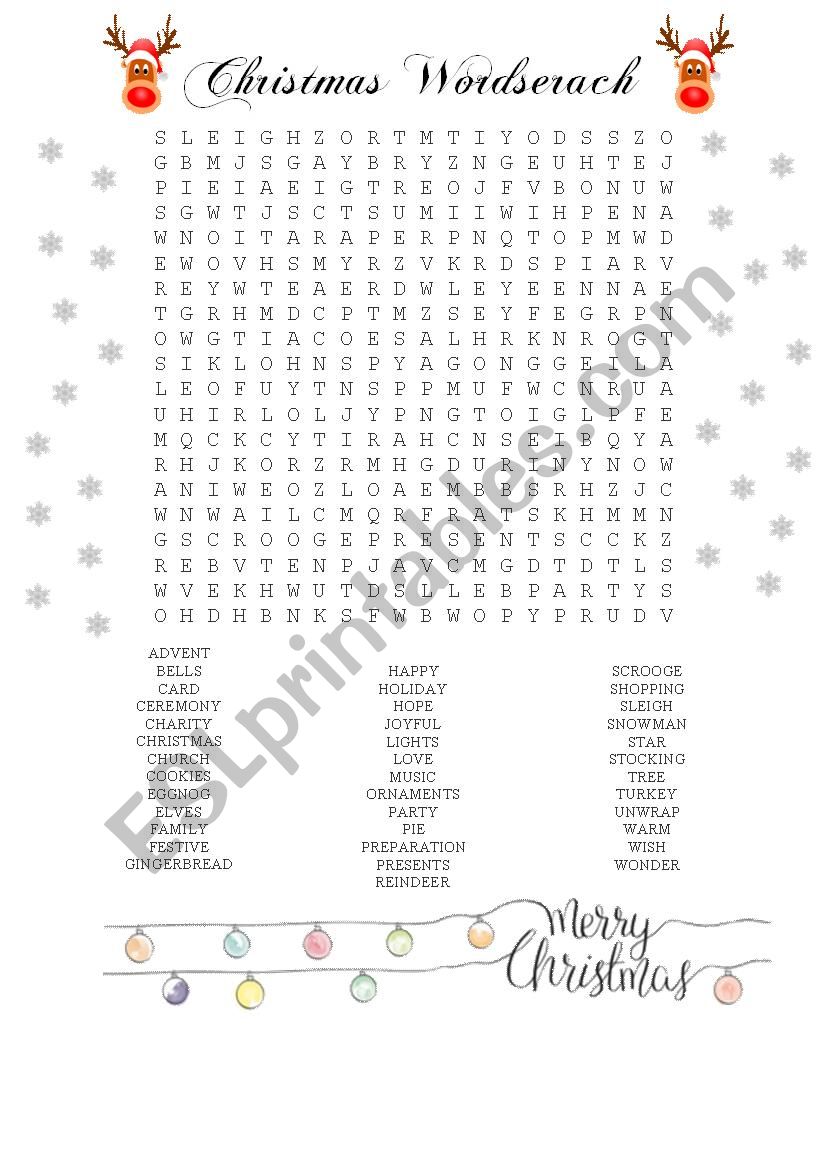 Christmas Wordsearch worksheet