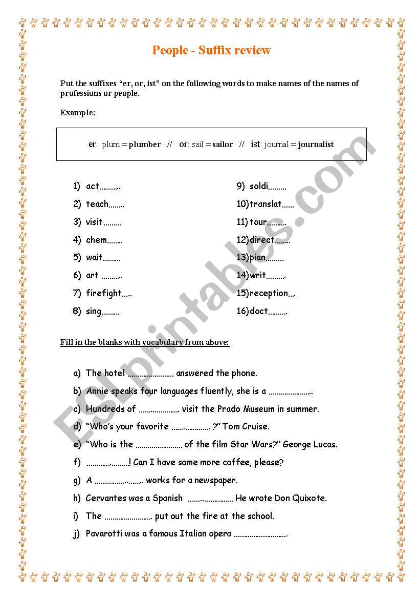 People - Suffix Review worksheet