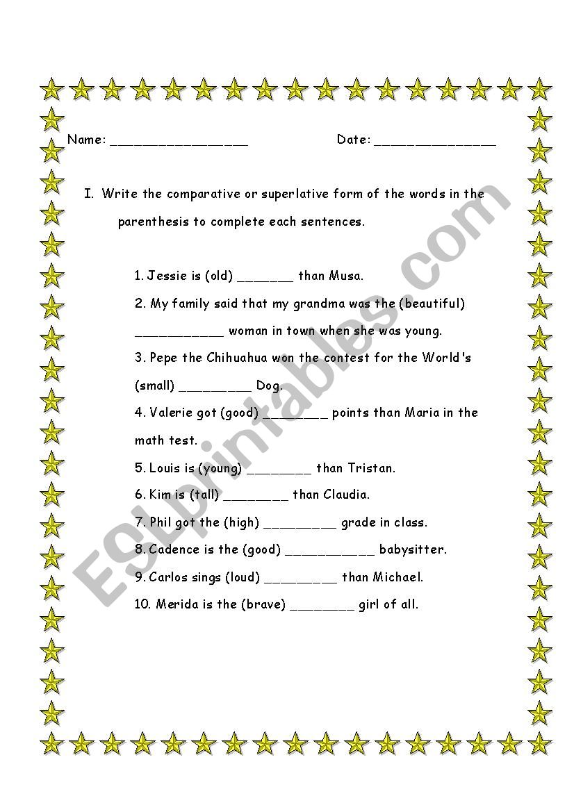 Adjectives  grammar  worksheet