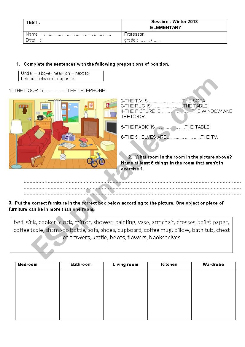 TEST  worksheet