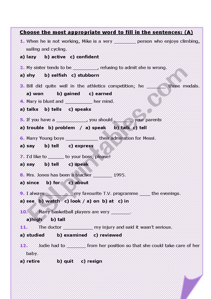 Collocations worksheet