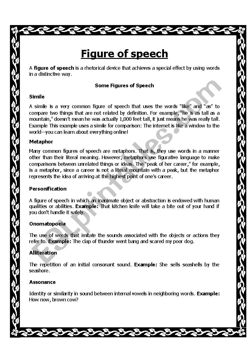 Figure of speech worksheet