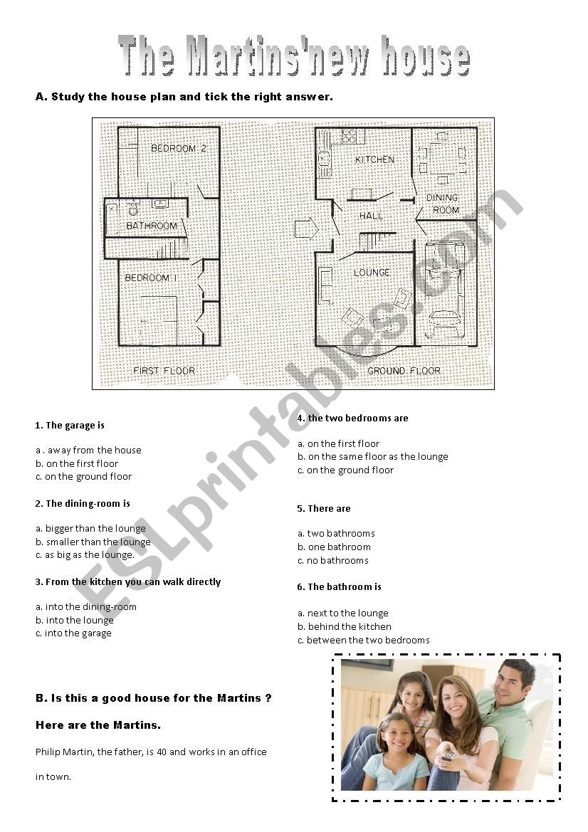 The Martins new house worksheet