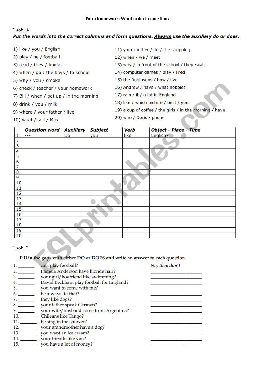  Presnt simple  worksheet