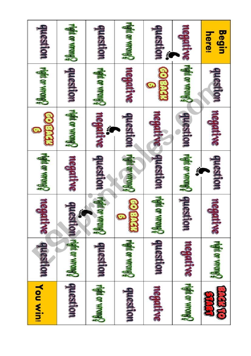 Questions, negatives and right or wrong boardgame