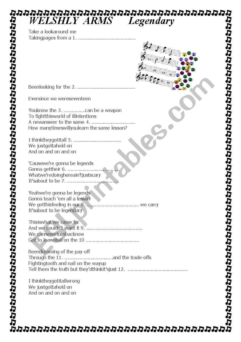 Welshley Arms Legendary worksheet