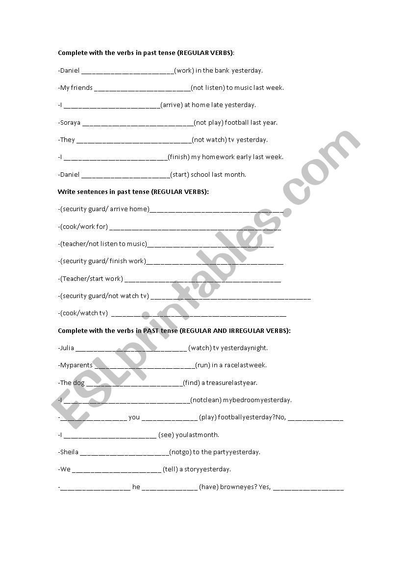 PAST SIMPLE worksheet