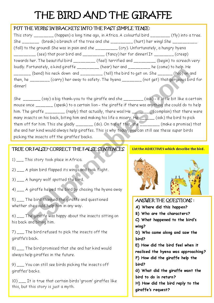 The Bird and the Giraffe worksheet