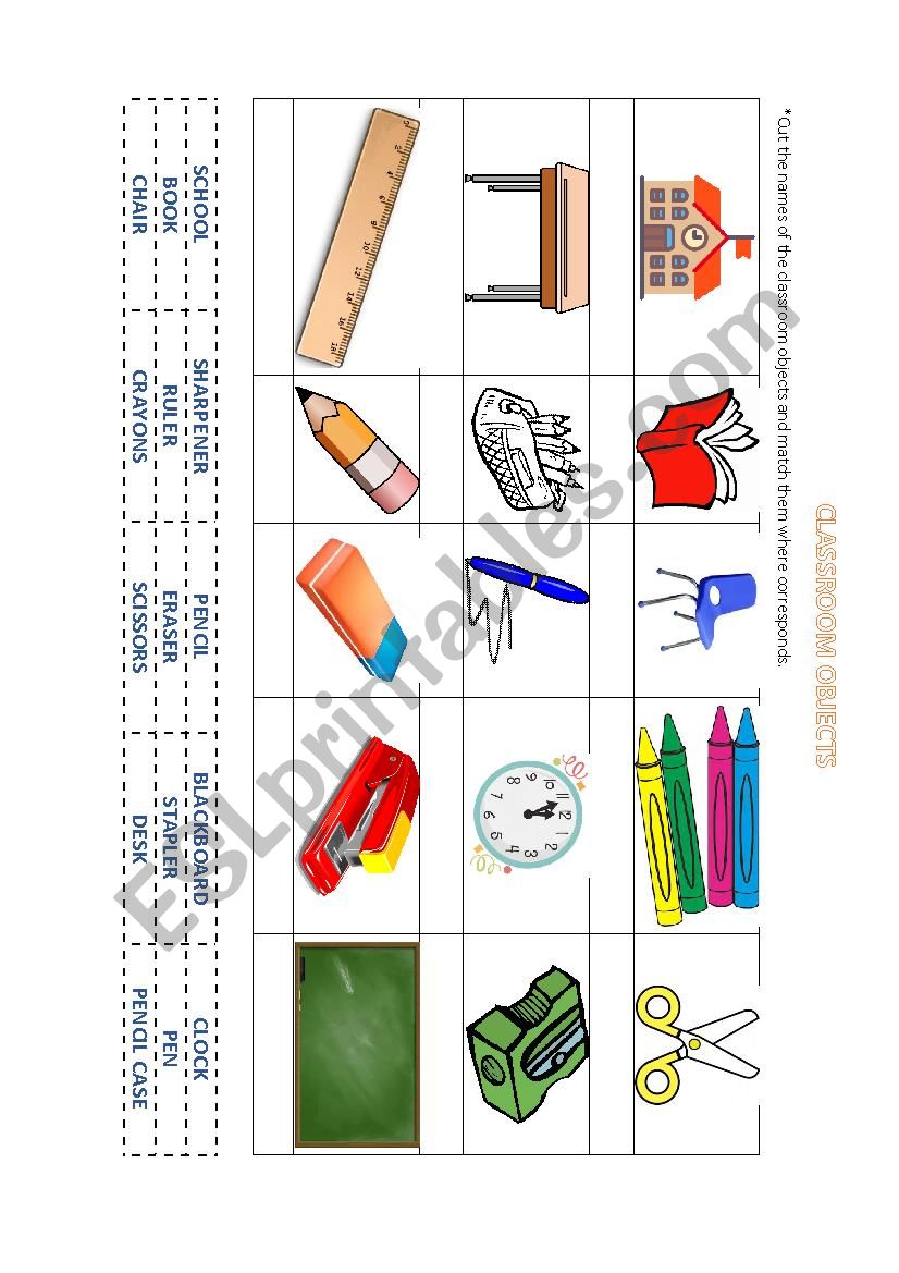 Classroom Objects worksheet