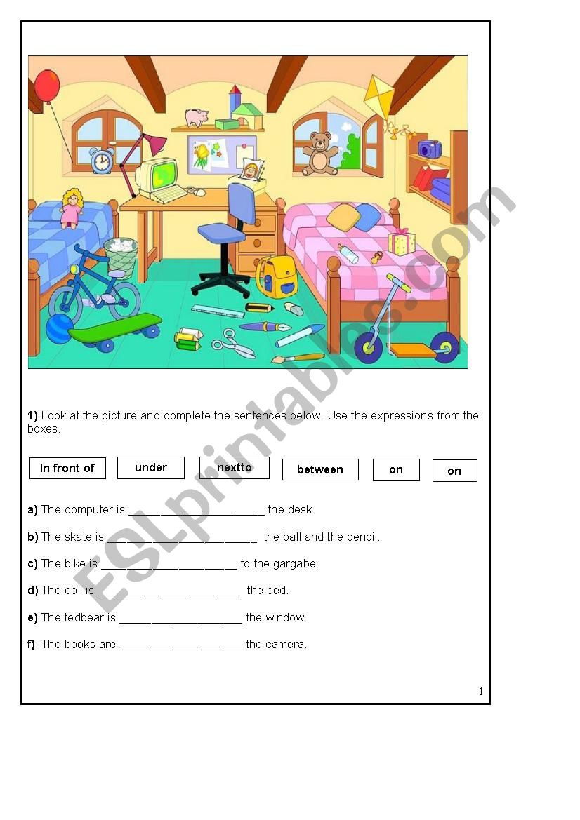 Prepositions of place worksheet