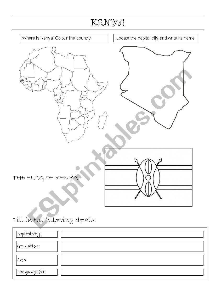 KENYA worksheet