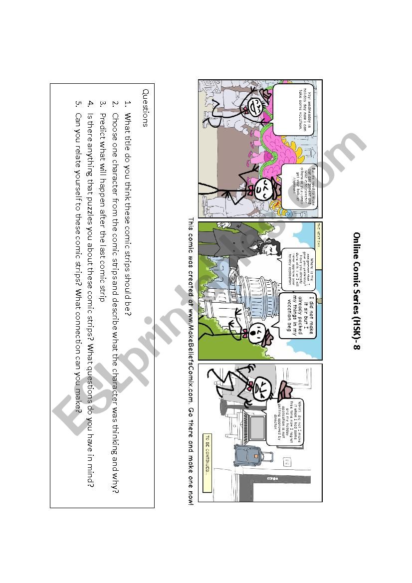 Comic Strips Reading Comprehension HSK (8)