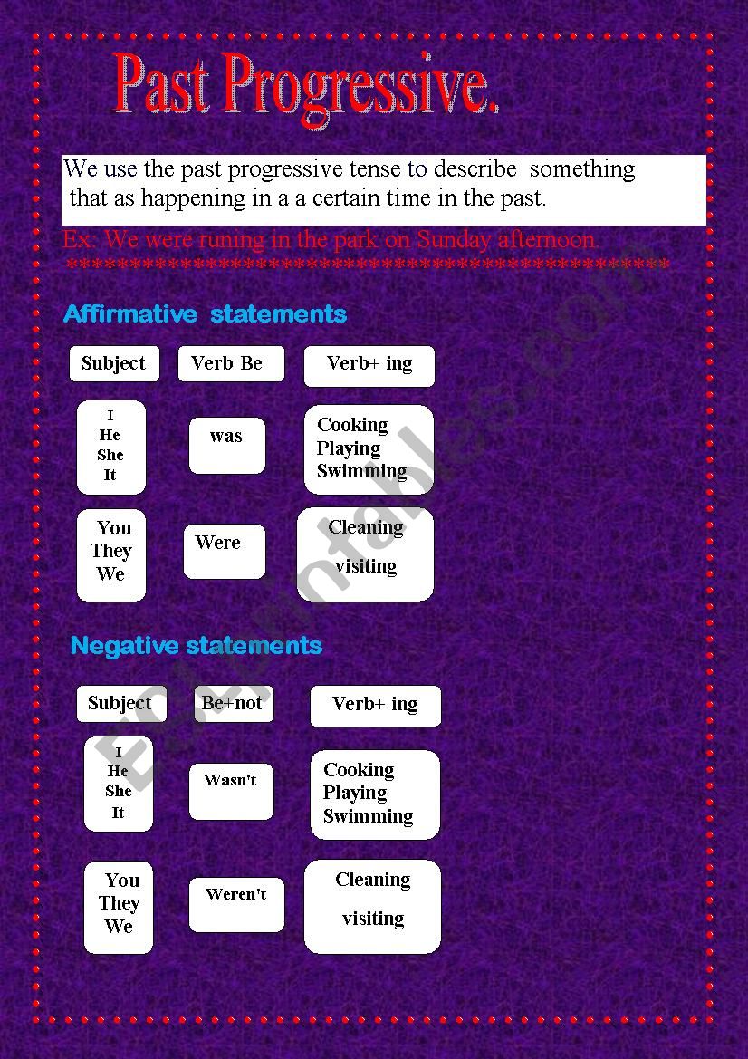 past progressive worksheet