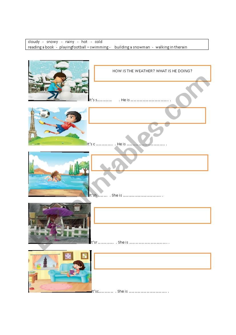Weather and Actions worksheet
