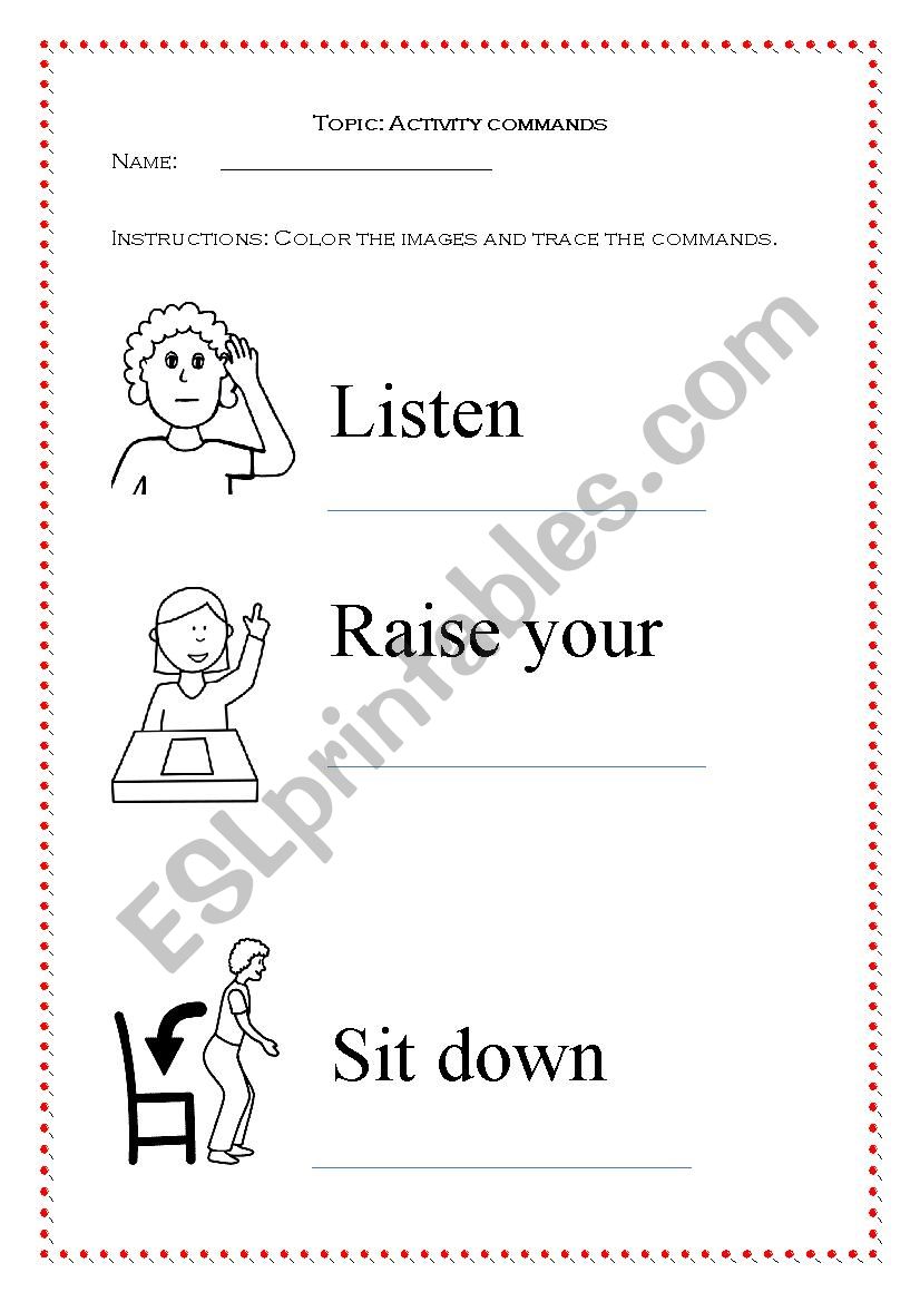 classroom commands worksheet