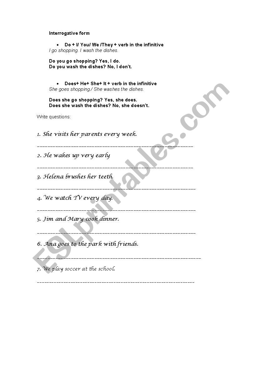 Simple present worksheet