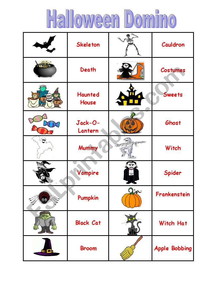 Halloween Domino worksheet