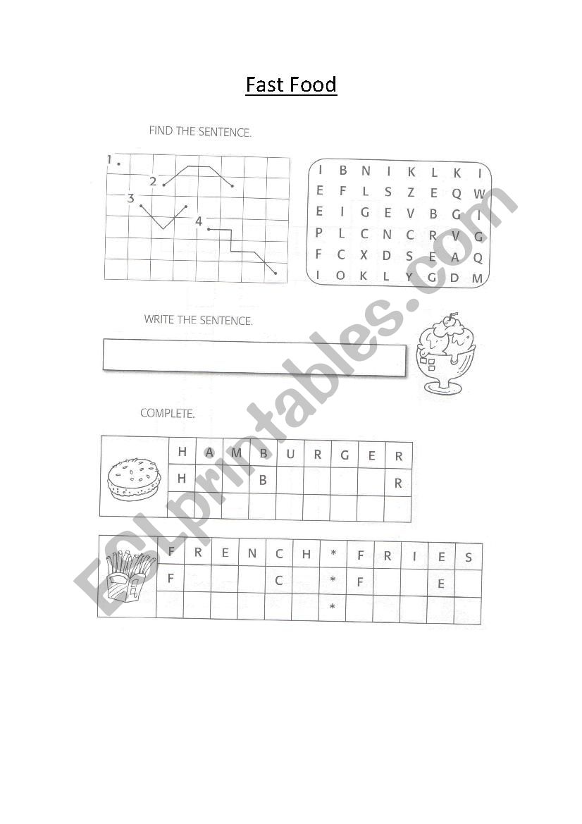 Fast Food worksheet