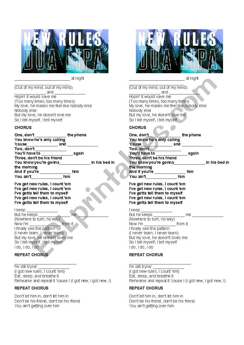 New Rules worksheet