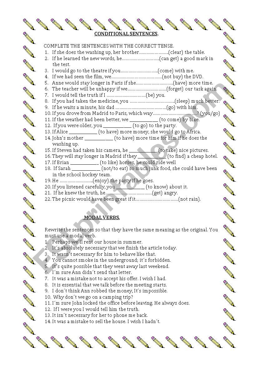 Revision conditional sentences, modals, rephrasing