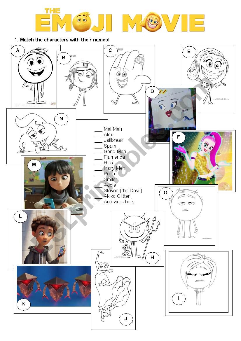 The Emoji Movie Worksheet - part 1