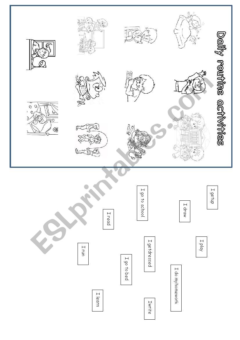 Daily routine activities worksheet