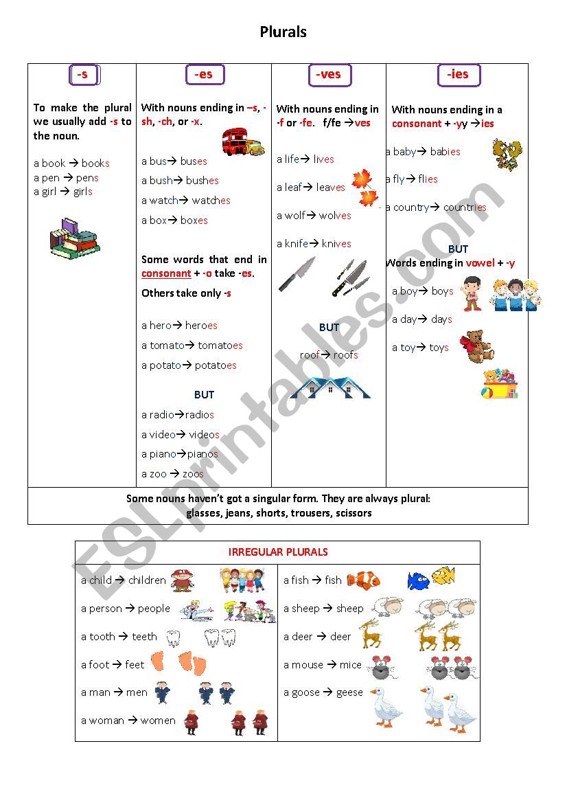 Plurals worksheet