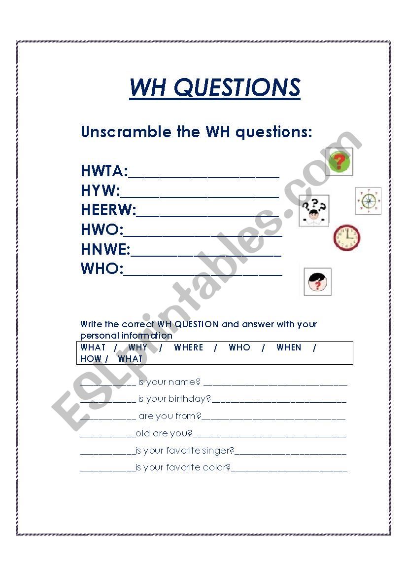 wh questions worksheet