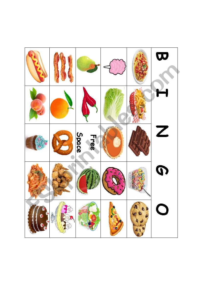 Food Bingo worksheet