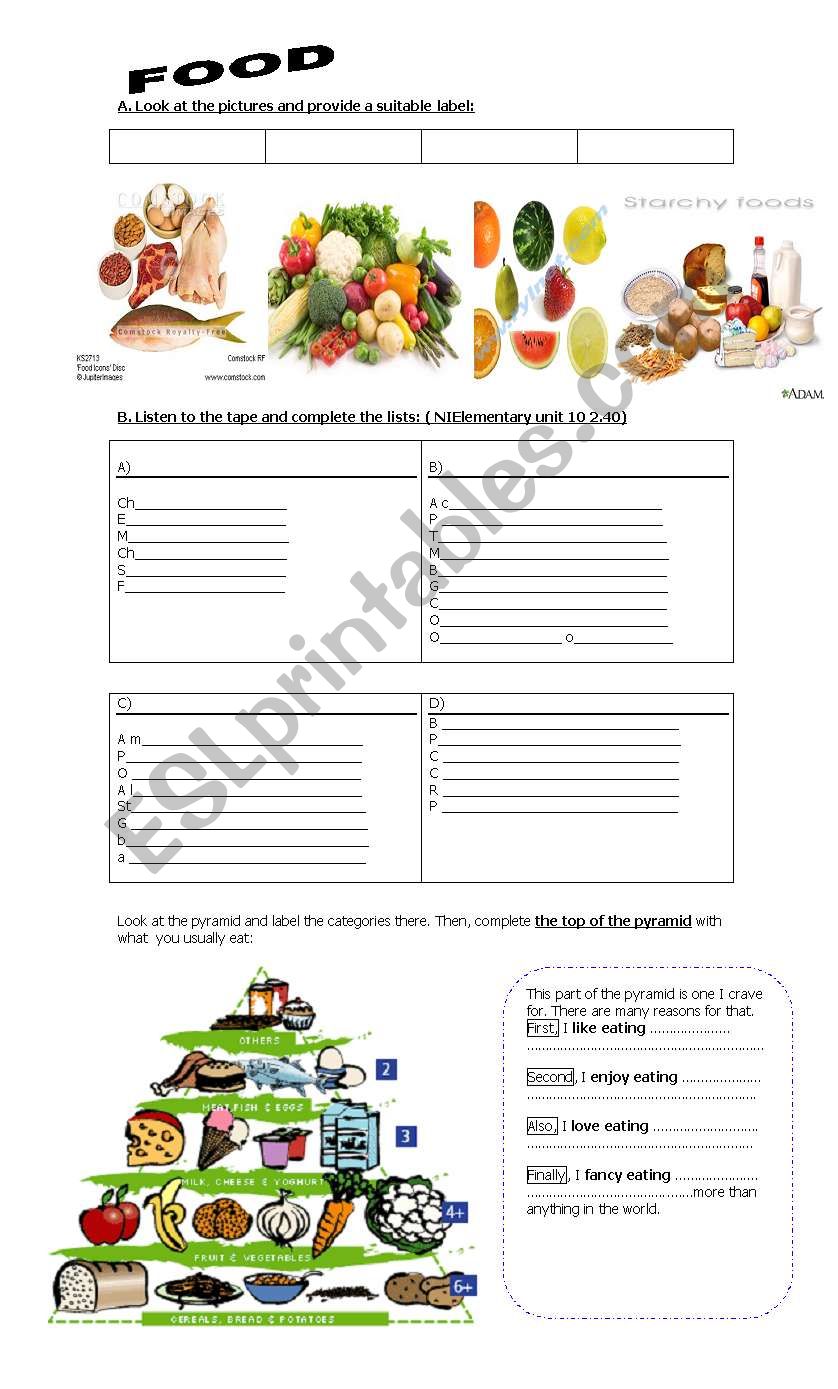 FOOD worksheet