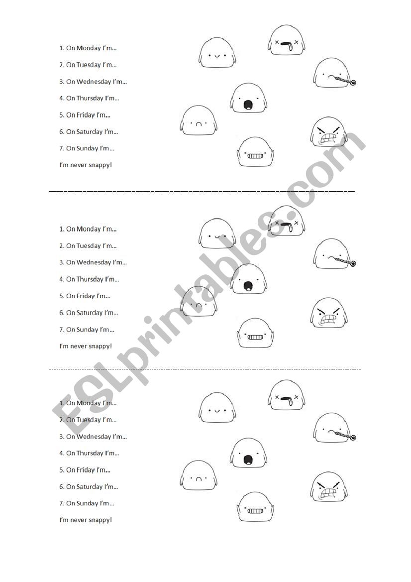 Days of the week worksheet