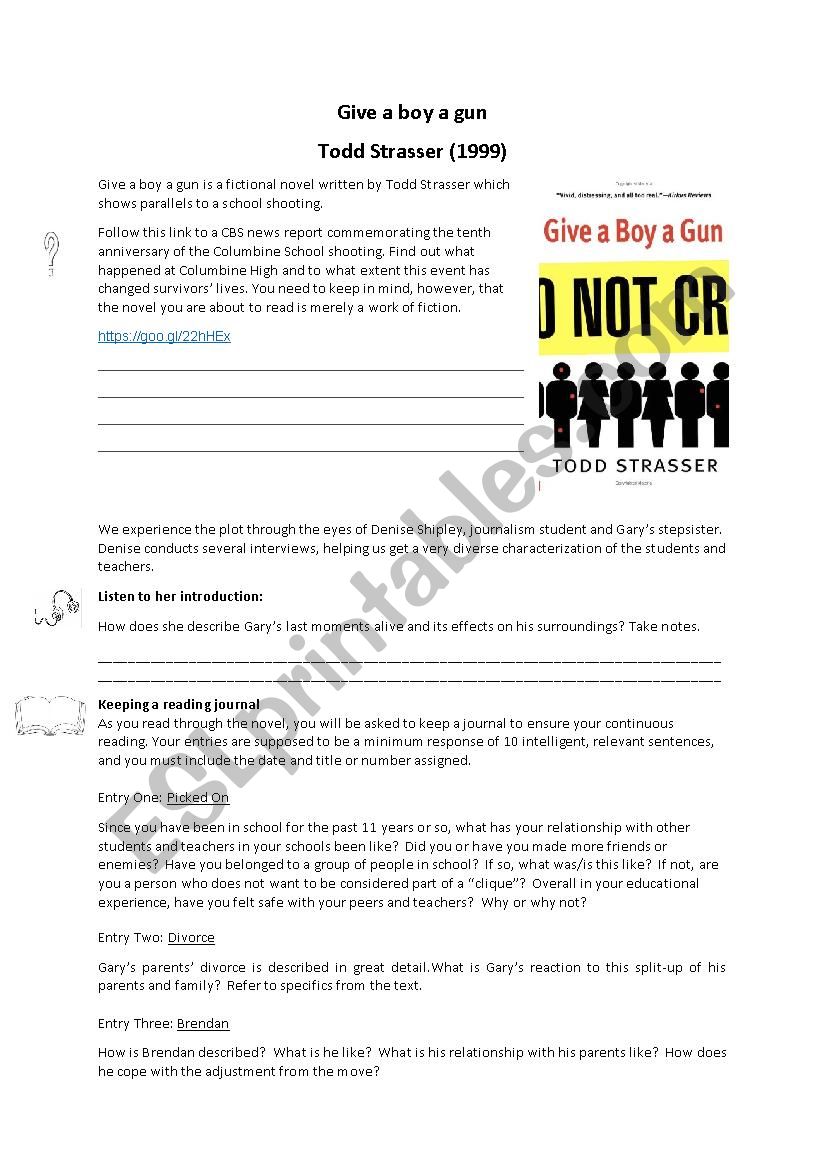 Give a boy a gun worksheet