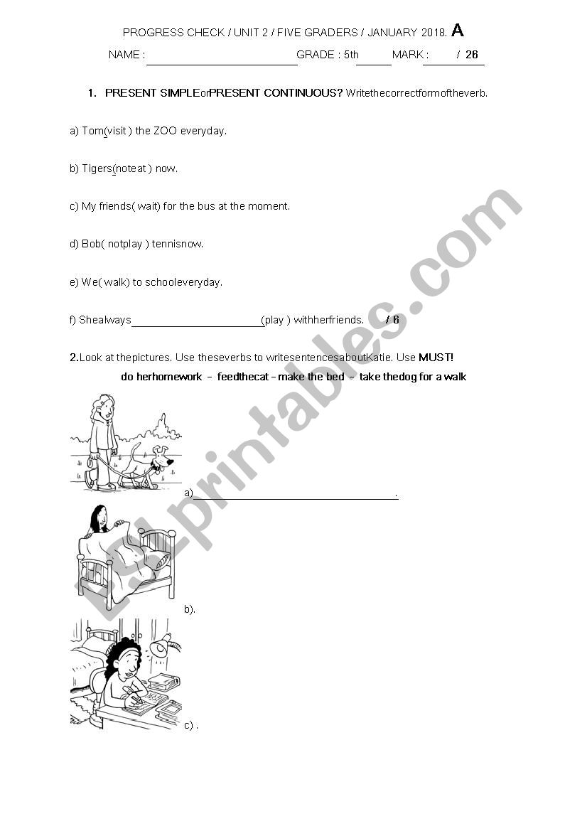 MUST and pronouns 1 worksheet