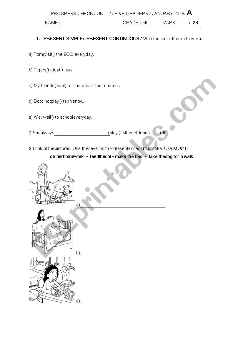 MUST and pronouns 1 worksheet