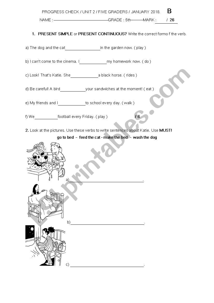 MUST and pronouns 2 worksheet