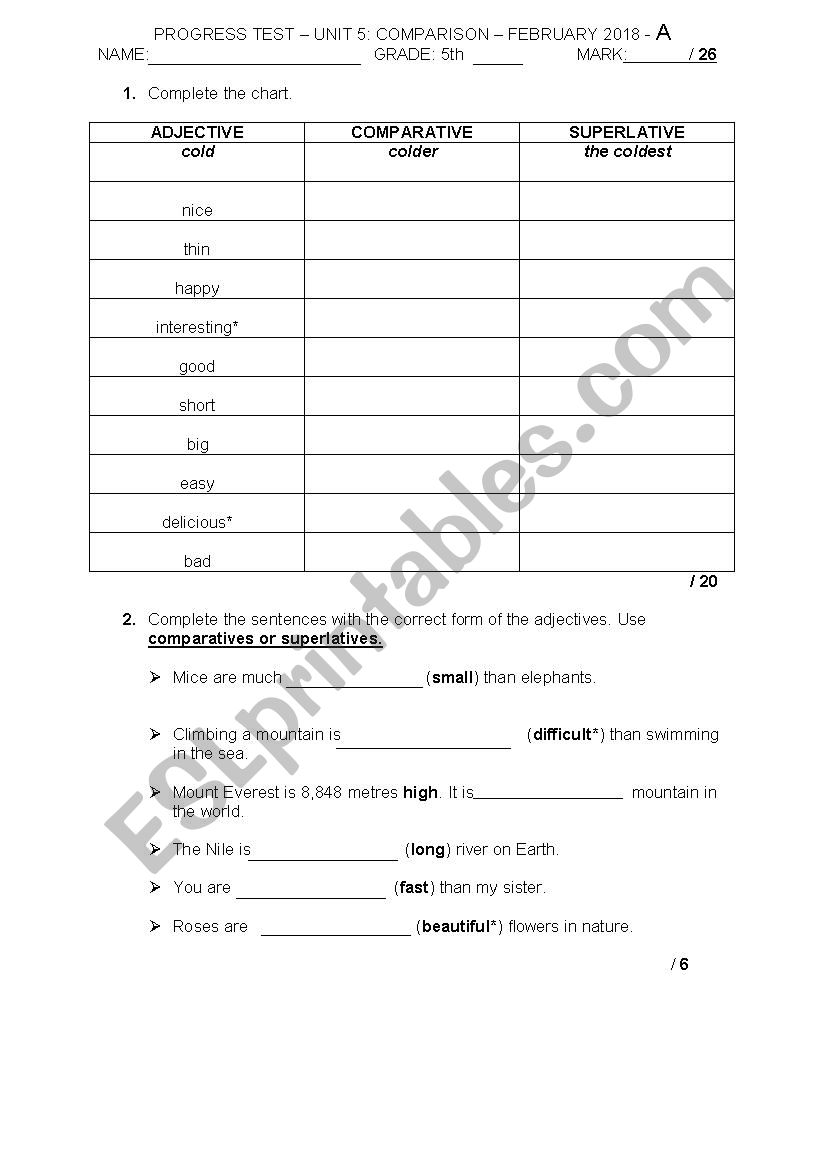 Comparison 1 worksheet