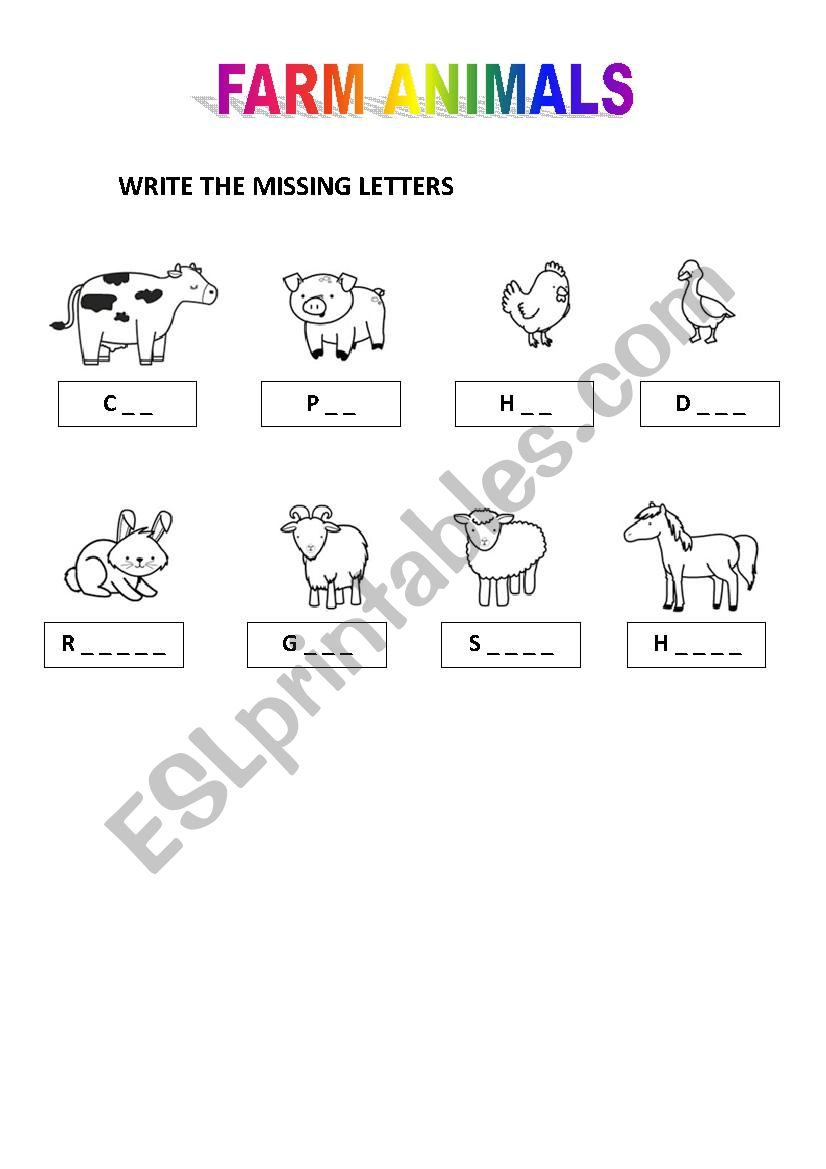 FARM ANIMALS worksheet