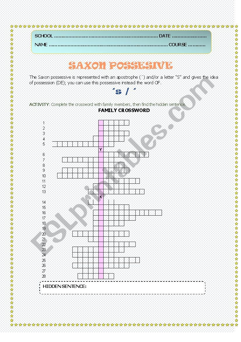 POSSESSIVES worksheet