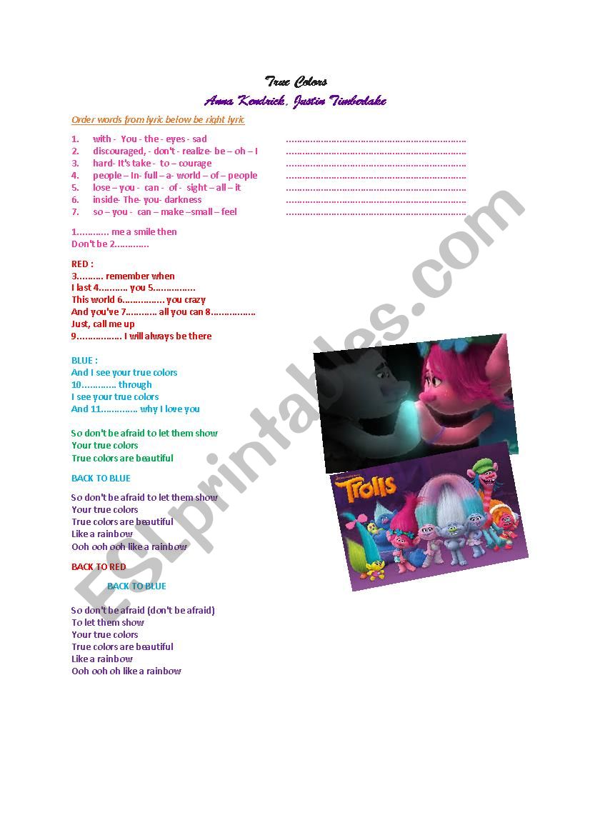 True Color worksheet