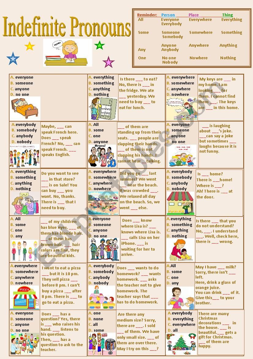 Indefinite Pronouns worksheet