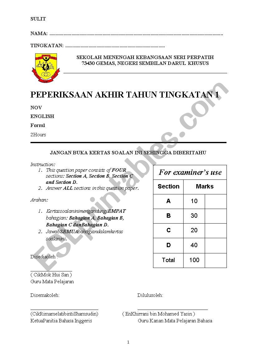 Final year questions  worksheet