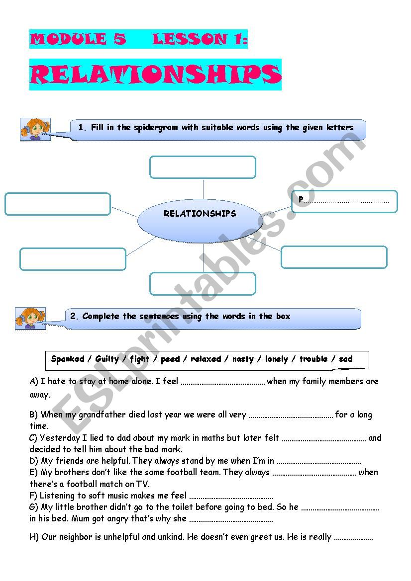  Relationships worksheet